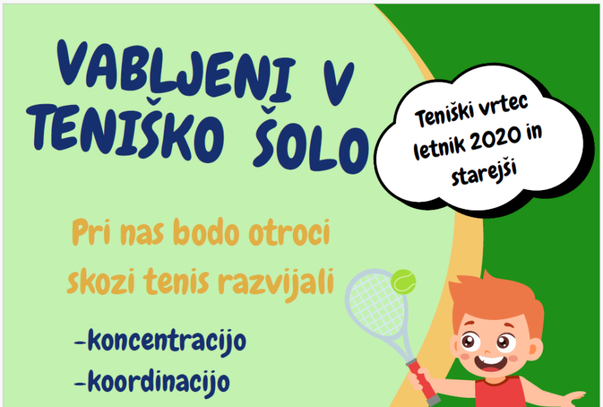 Vabilo k vpisu v teniško šolo TK Sladki Vrh
